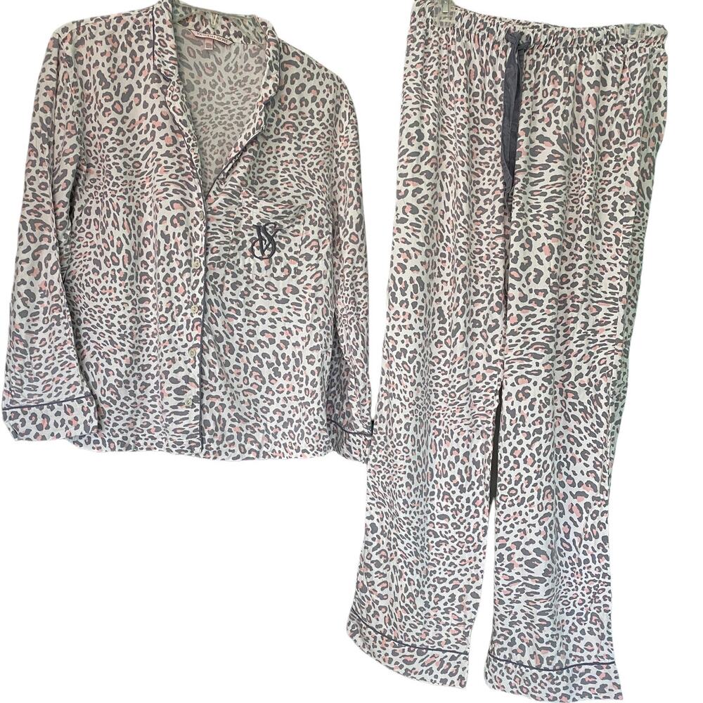 EUC Victoria’s Secret  Leopard  Print PJ Pajama Set Size XS
